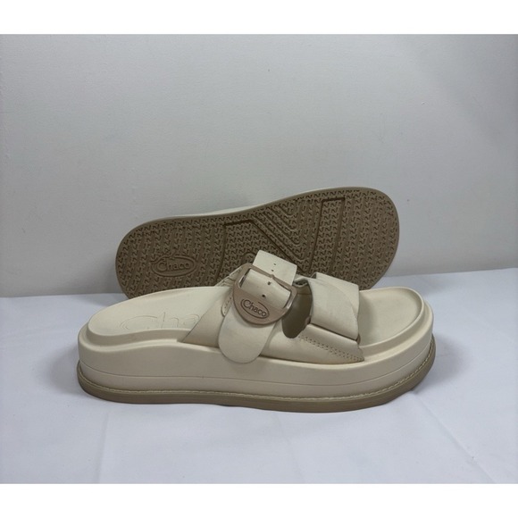 Chaco Shoes - Chaco Cream Platform Slide Sandals